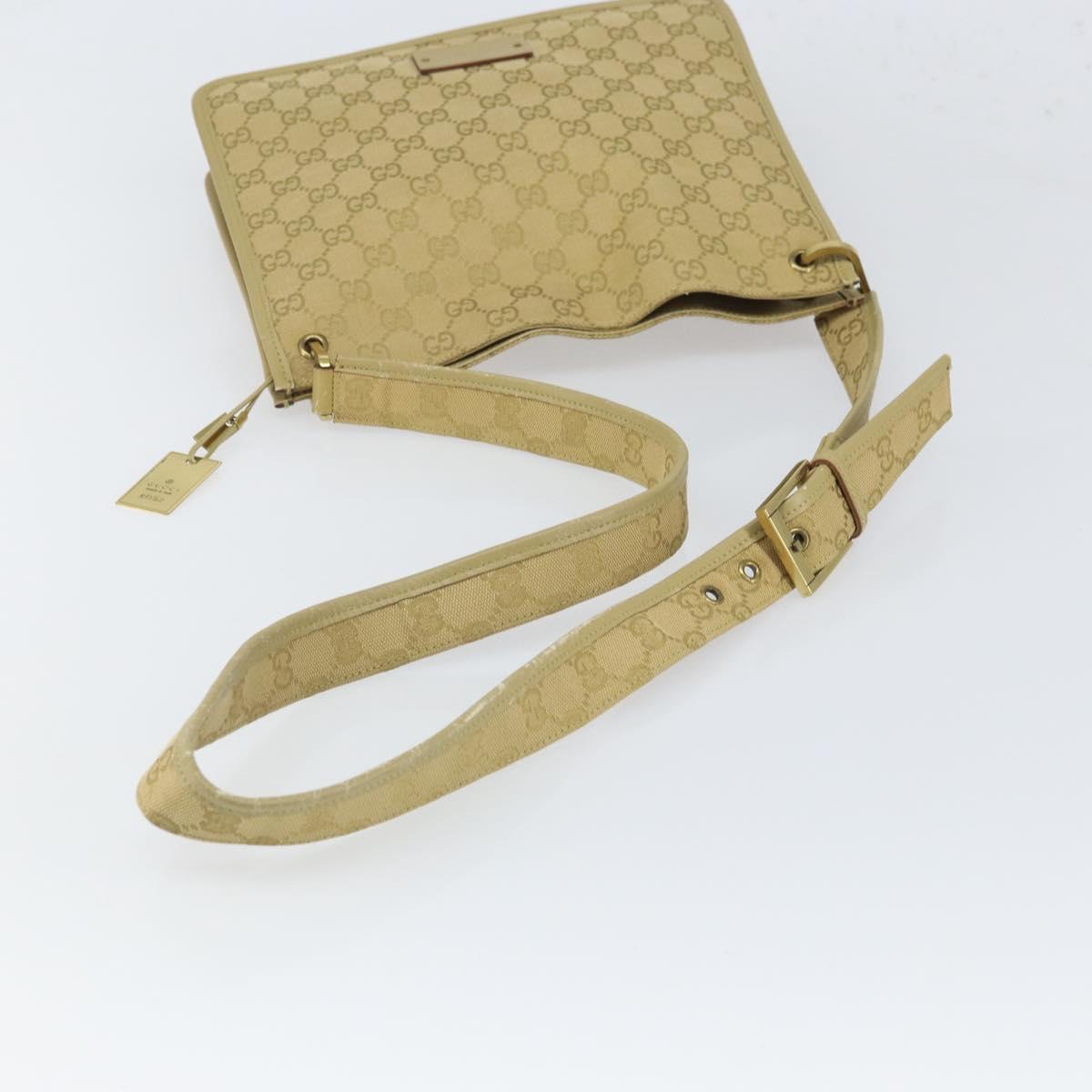 GUCCI GG Canvas Shoulder Bag Beige Gold 91762 Auth 167912