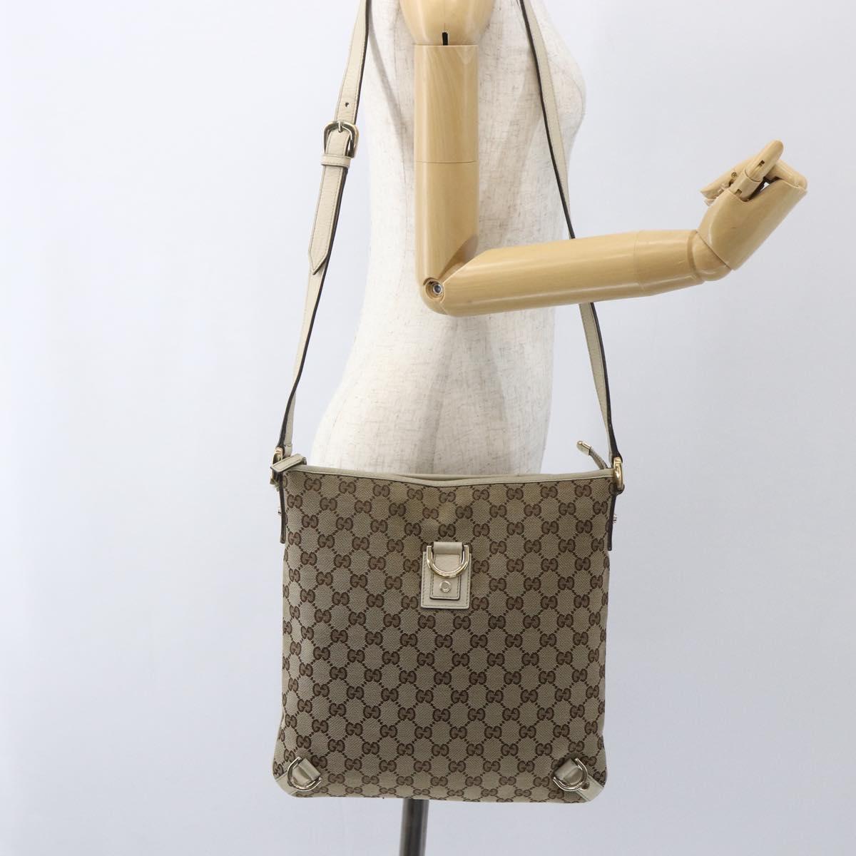 GUCCI GG Canvas Shoulder Bag Beige Gold 131326 Auth 167914