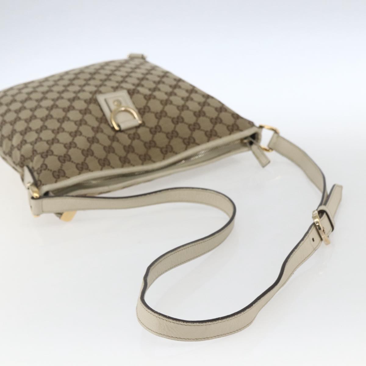 GUCCI GG Canvas Shoulder Bag Beige Gold 131326 Auth 167914