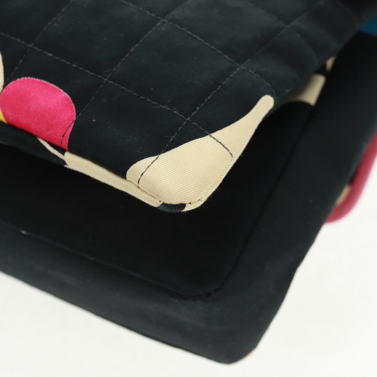 CHANEL 2.55 Chain Choco Bar Shoulder Bag Canvas Black Silver CC Auth 167915V