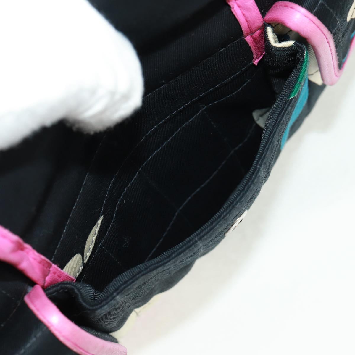 CHANEL 2.55 Chain Choco Bar Shoulder Bag Canvas Black Silver CC Auth 167915V