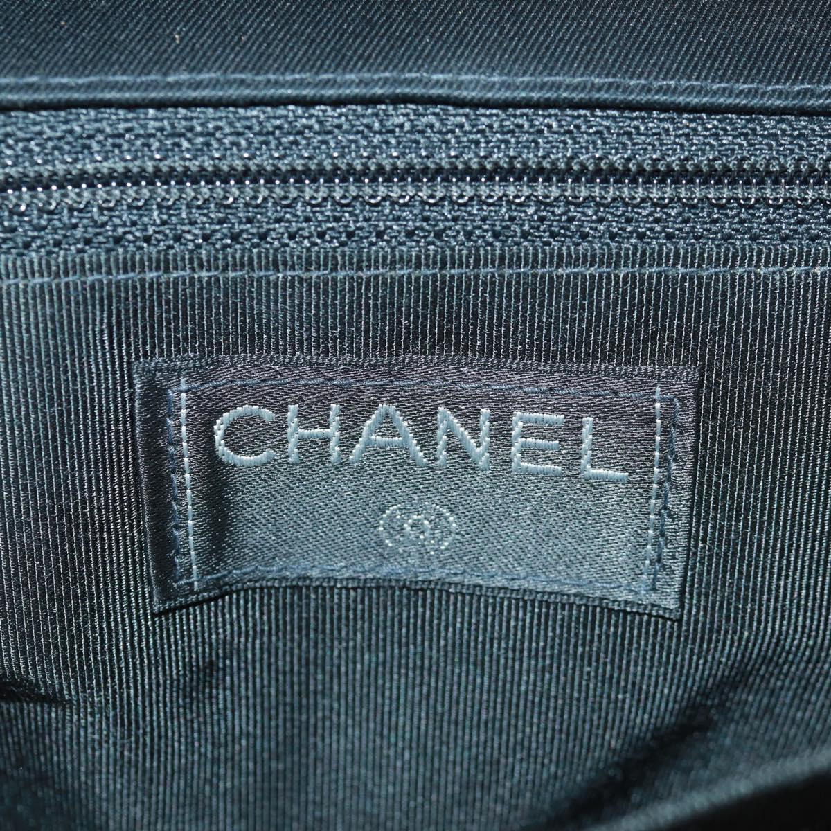 CHANEL 2.55 Chain Choco Bar Shoulder Bag Canvas Black Silver CC Auth 167915V