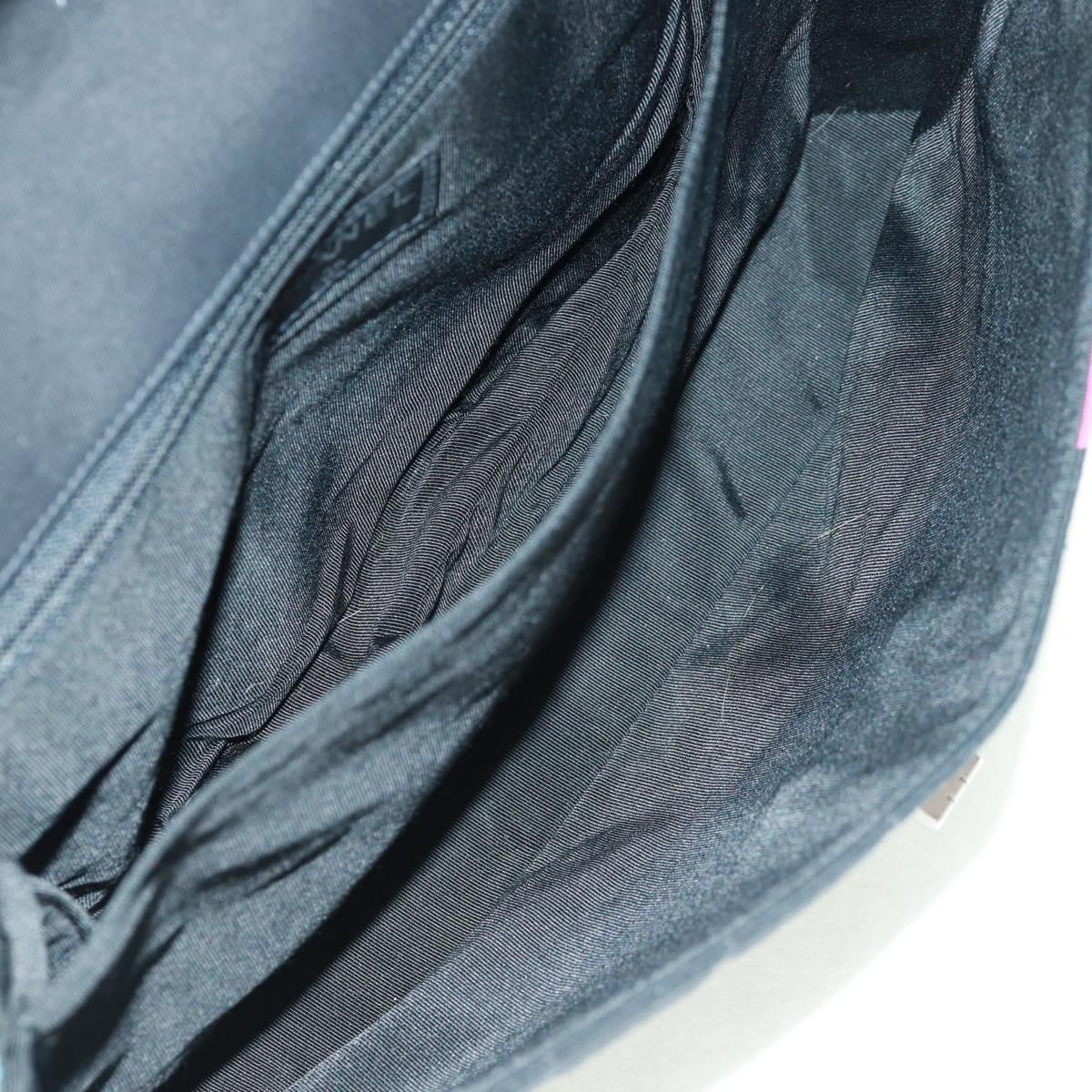 CHANEL 2.55 Chain Choco Bar Shoulder Bag Canvas Black Silver CC Auth 167915V