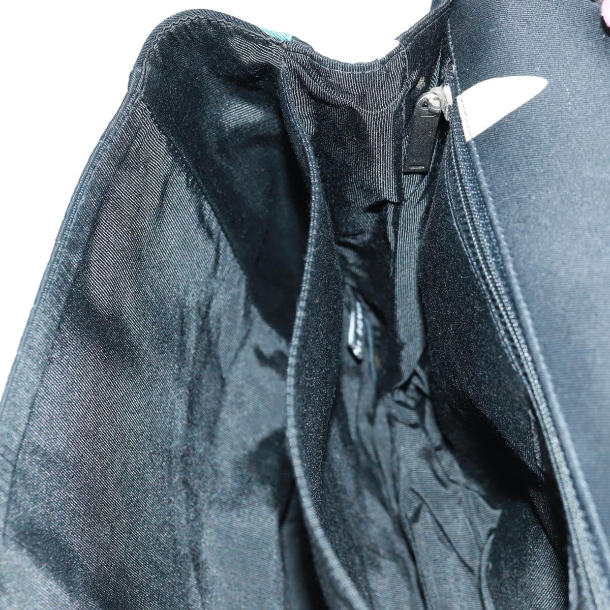 CHANEL 2.55 Chain Choco Bar Shoulder Bag Canvas Black Silver CC Auth 167915V