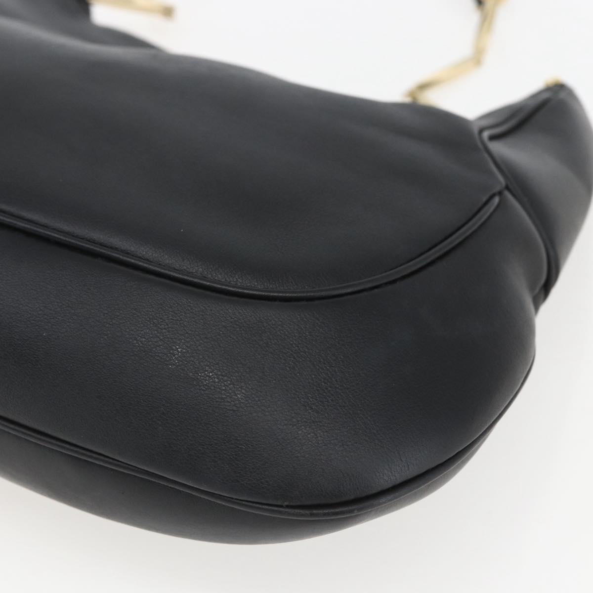 Salvatore Ferragamo Chain Shoulder Bag Leather Black Gold Auth 167918