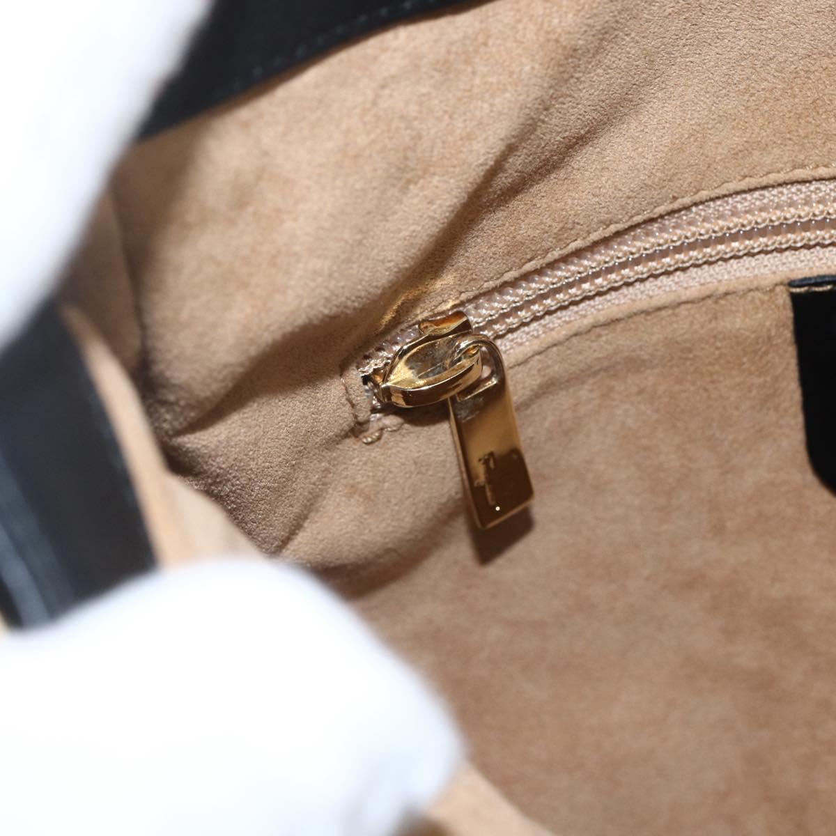 Salvatore Ferragamo Chain Shoulder Bag Leather Black Gold Auth 167918