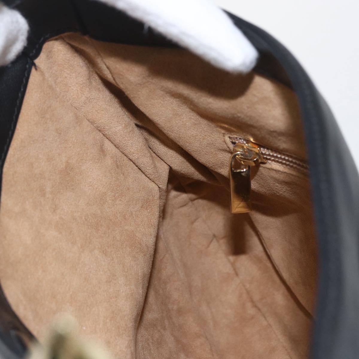 Salvatore Ferragamo Chain Shoulder Bag Leather Black Gold Auth 167918