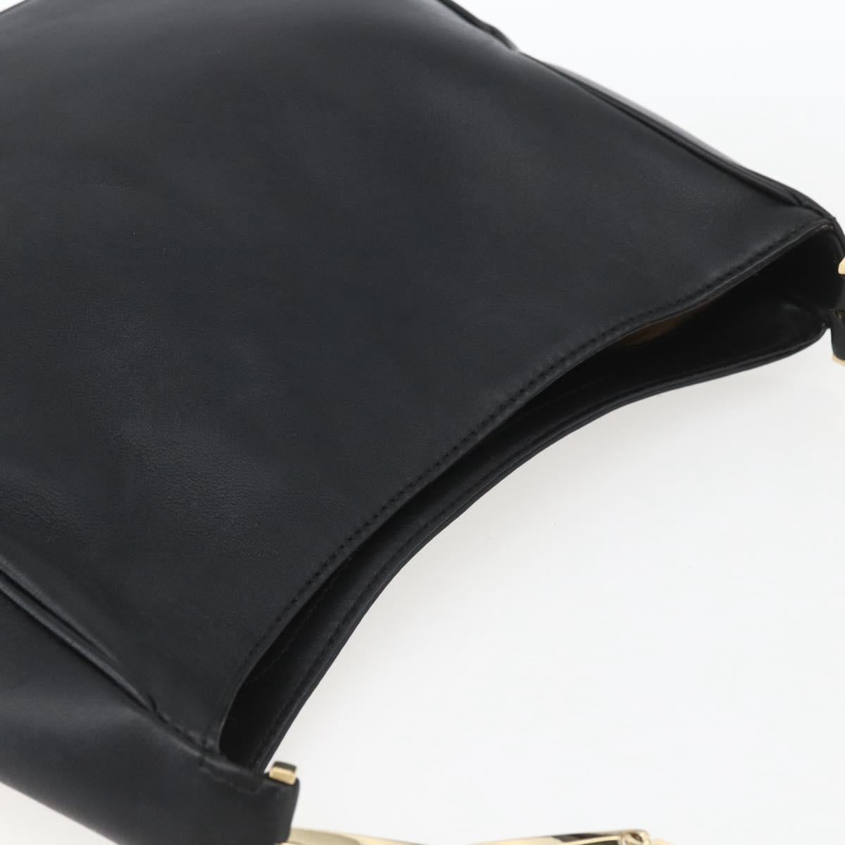 Salvatore Ferragamo Chain Shoulder Bag Leather Black Gold Auth 167918