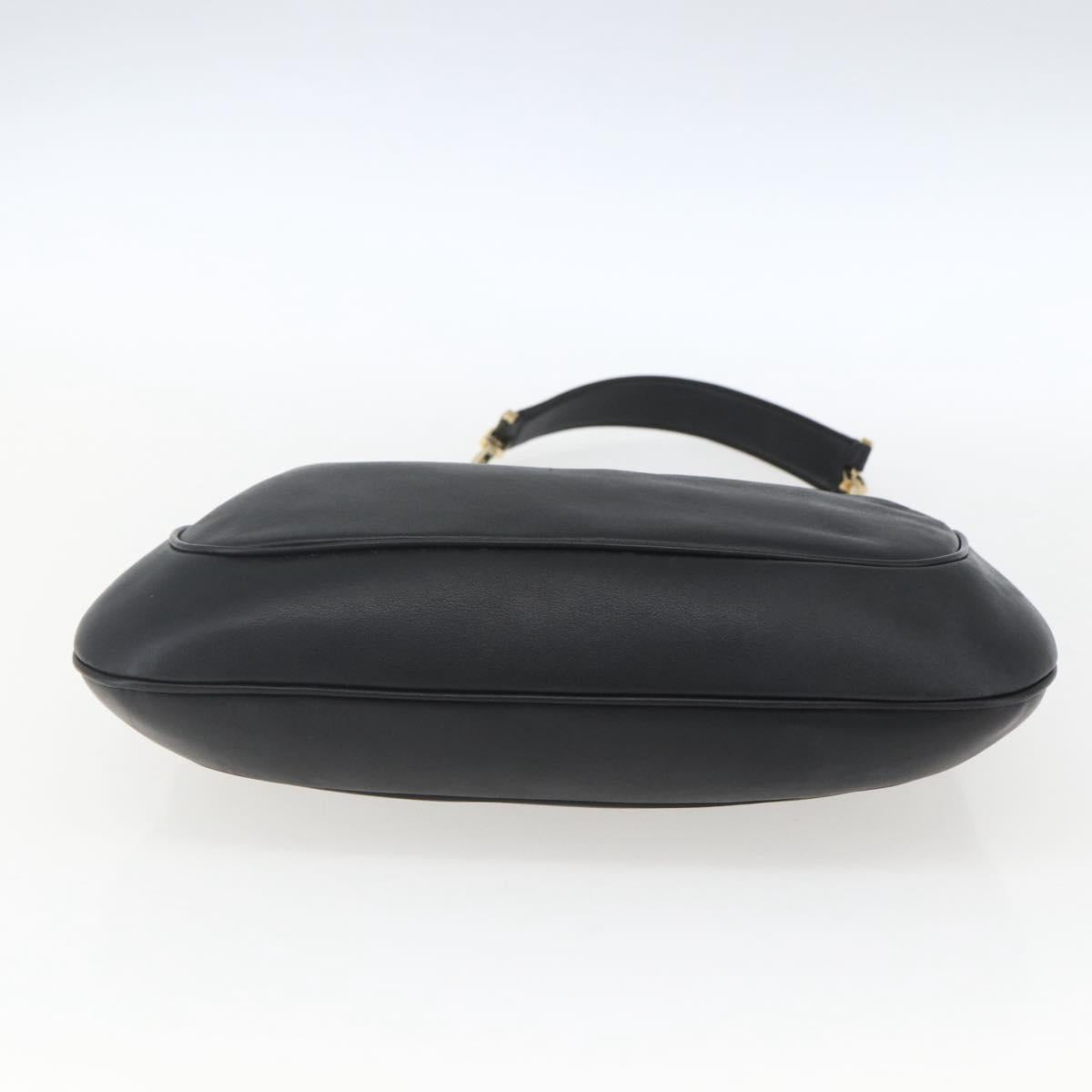 Salvatore Ferragamo Chain Shoulder Bag Leather Black Gold Auth 167918