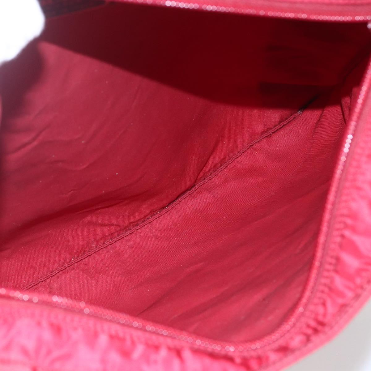 PRADA Shoulder Bag Nylon Red Silver Auth 167920