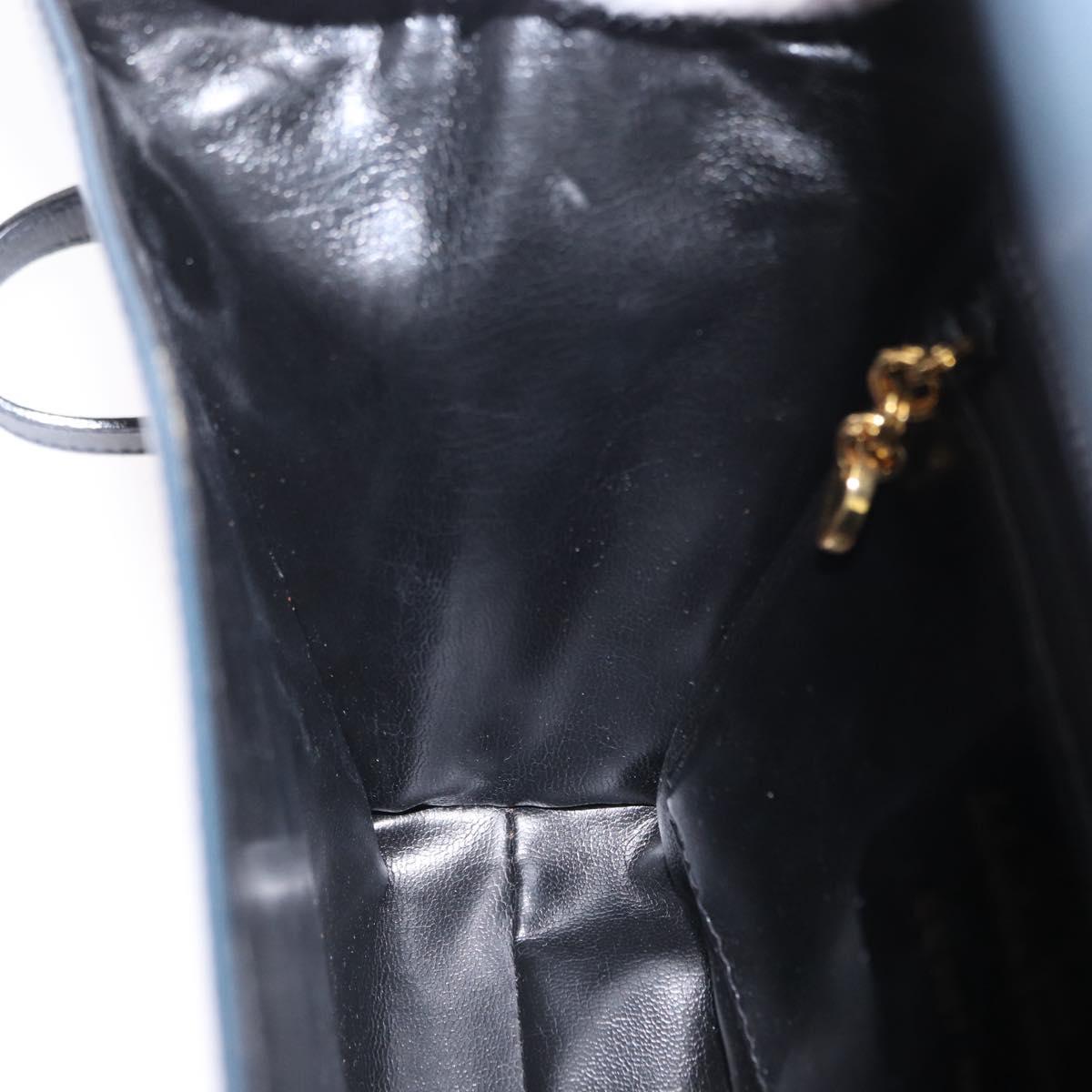 Salvatore Ferragamo Vala Shoulder Bag Leather Navy Gold Auth 167921