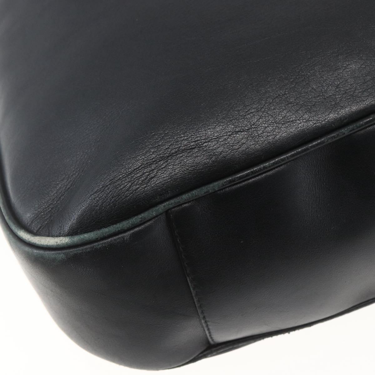 GUCCI Bamboo Shoulder Bag Leather 2way Black Gold 001 1577 Auth 167922