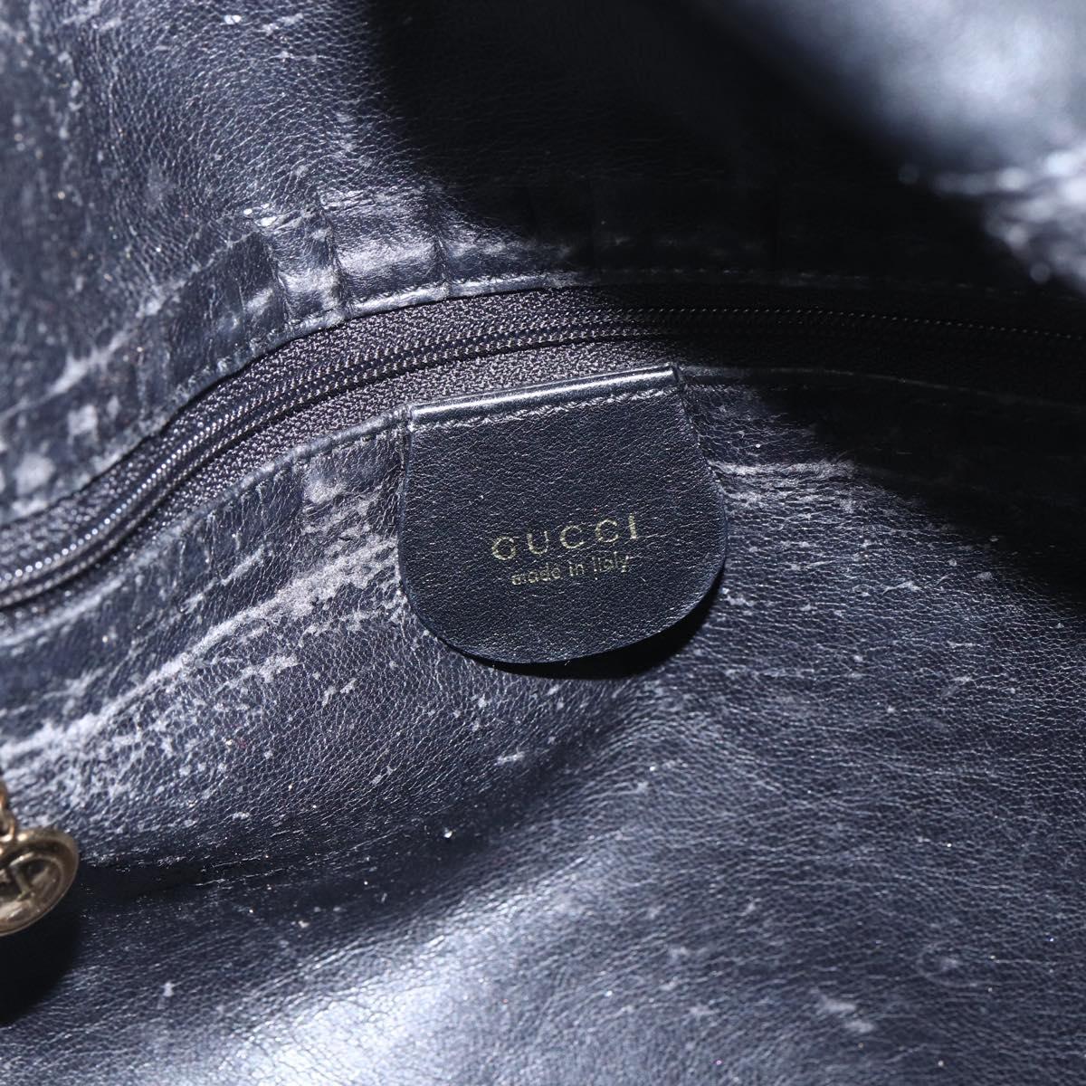 GUCCI Bamboo Shoulder Bag Leather 2way Black Gold 001 1577 Auth 167922