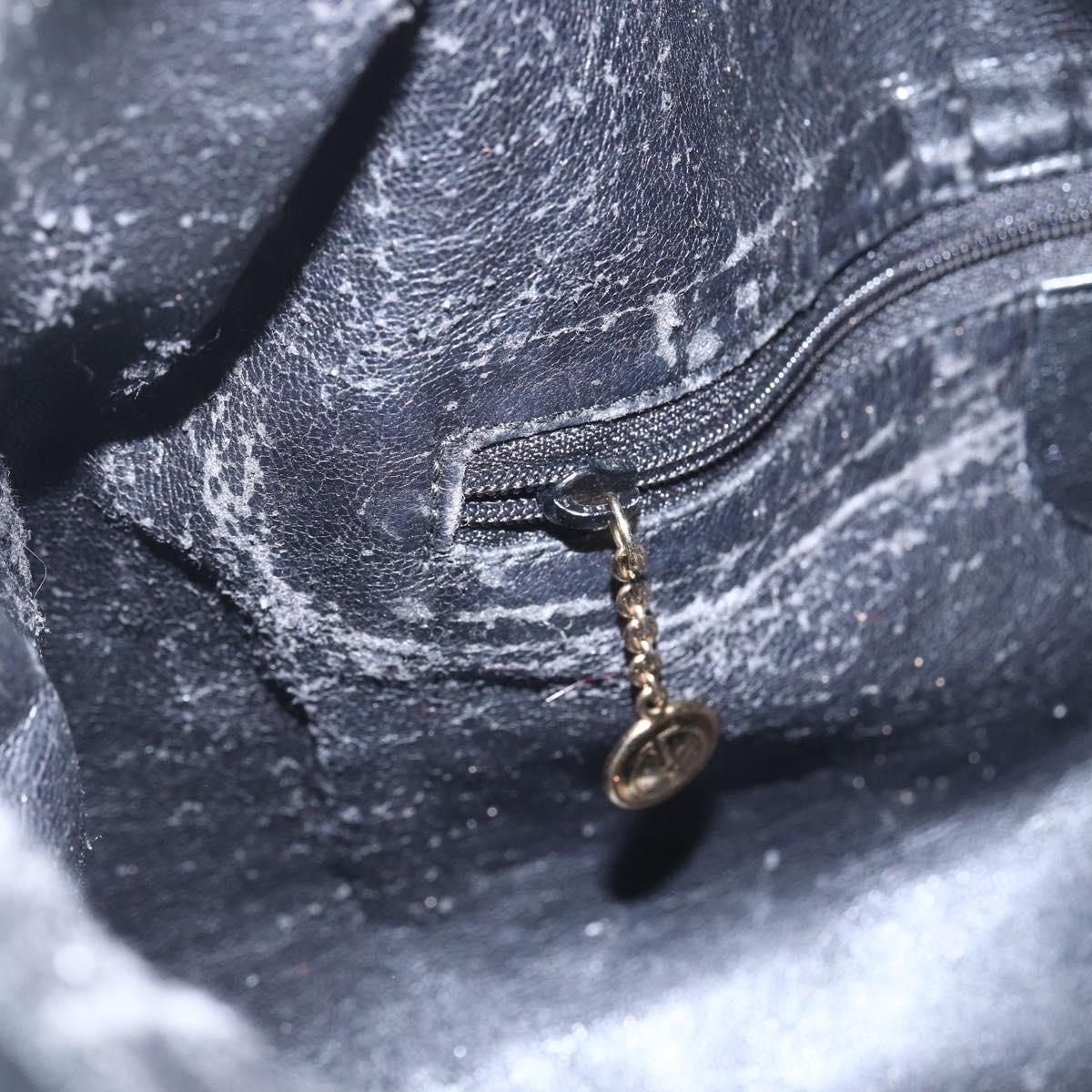 GUCCI Bamboo Shoulder Bag Leather 2way Black Gold 001 1577 Auth 167922