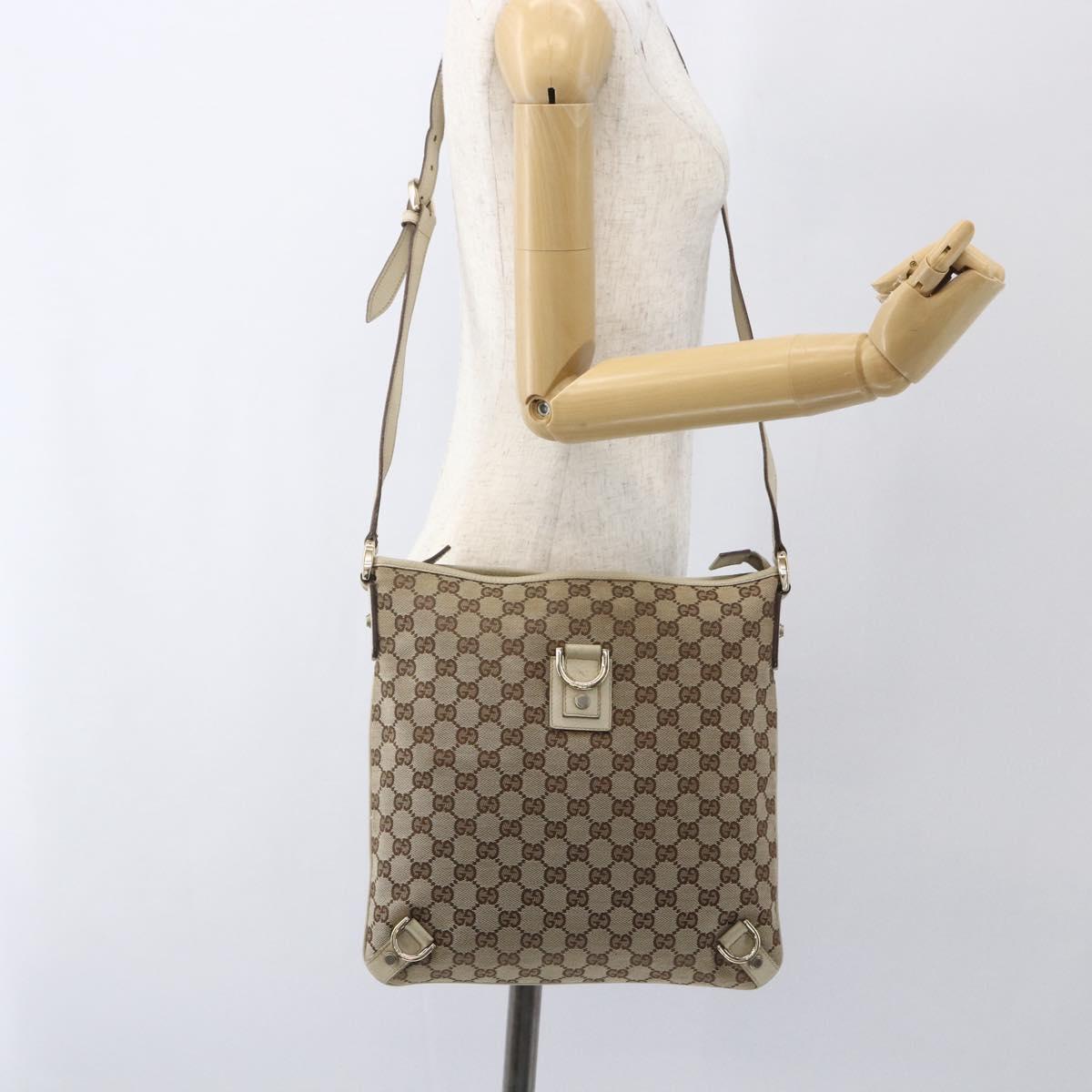 GUCCI GG Canvas Shoulder Bag Beige Gold 131326 Auth 167926