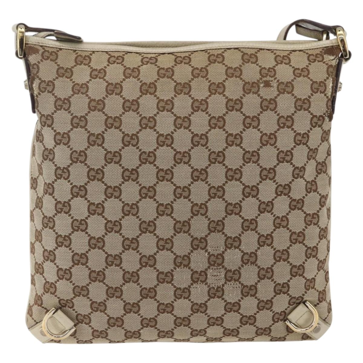 GUCCI GG Canvas Shoulder Bag Beige Gold 131326 Auth 167926