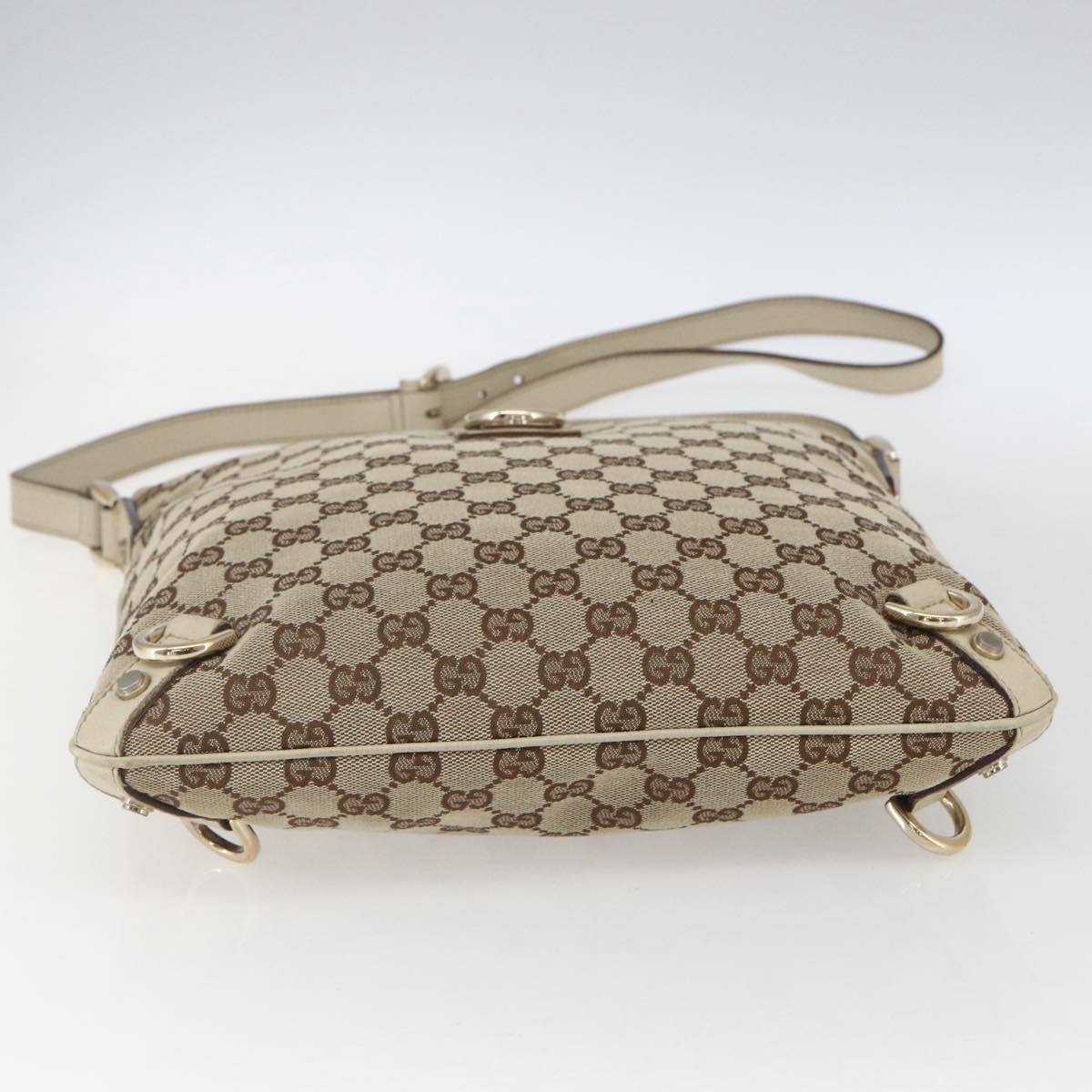 GUCCI GG Canvas Shoulder Bag Beige Gold 131326 Auth 167926