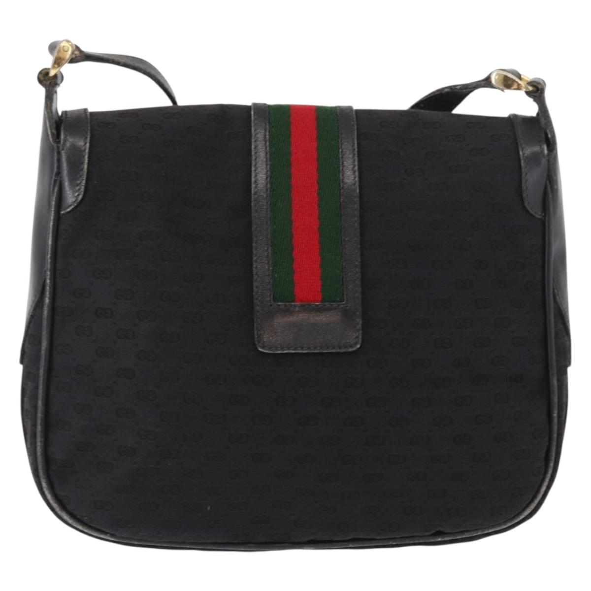 GUCCI Micro GG Supreme Web Sherry Line Bag PVC Black 001 754 6177 Auth 167928
