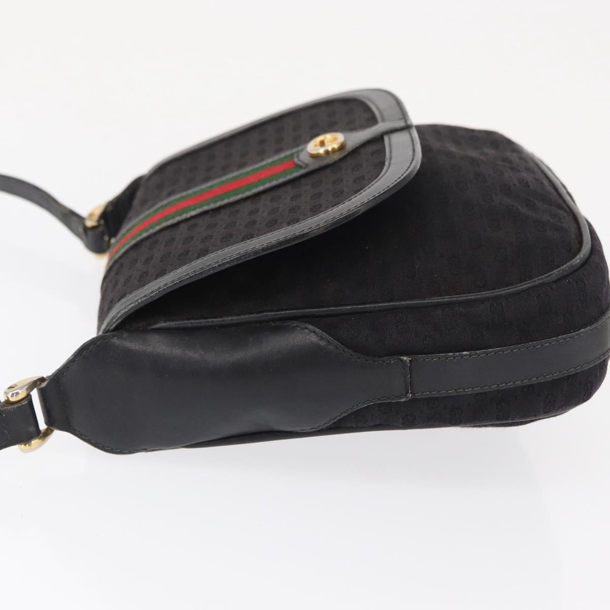 GUCCI Micro GG Supreme Web Sherry Line Bag PVC Black 001 754 6177 Auth 167928