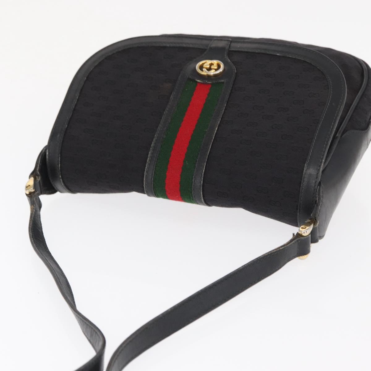 GUCCI Micro GG Supreme Web Sherry Line Bag PVC Black 001 754 6177 Auth 167928