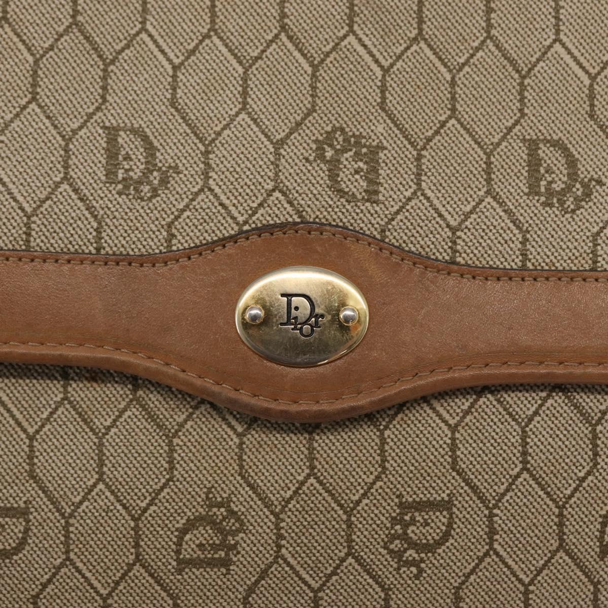 Christian Dior Honeycomb Canvas Chain Shoulder Bag PVC Beige Gold Auth 167930