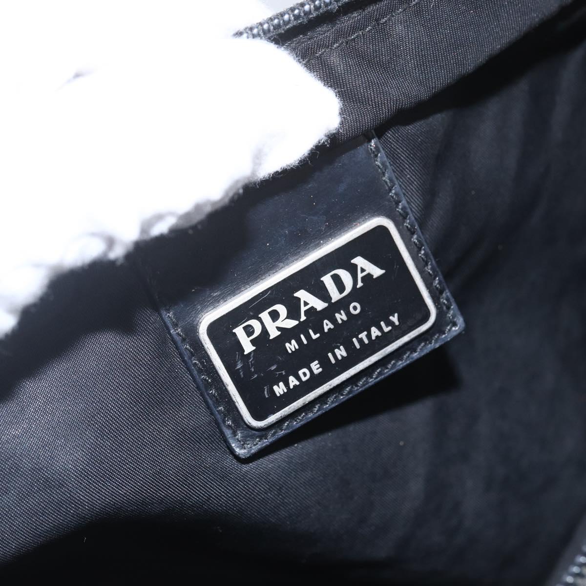 PRADA Shoulder Bag Nylon Black Silver Auth 167931