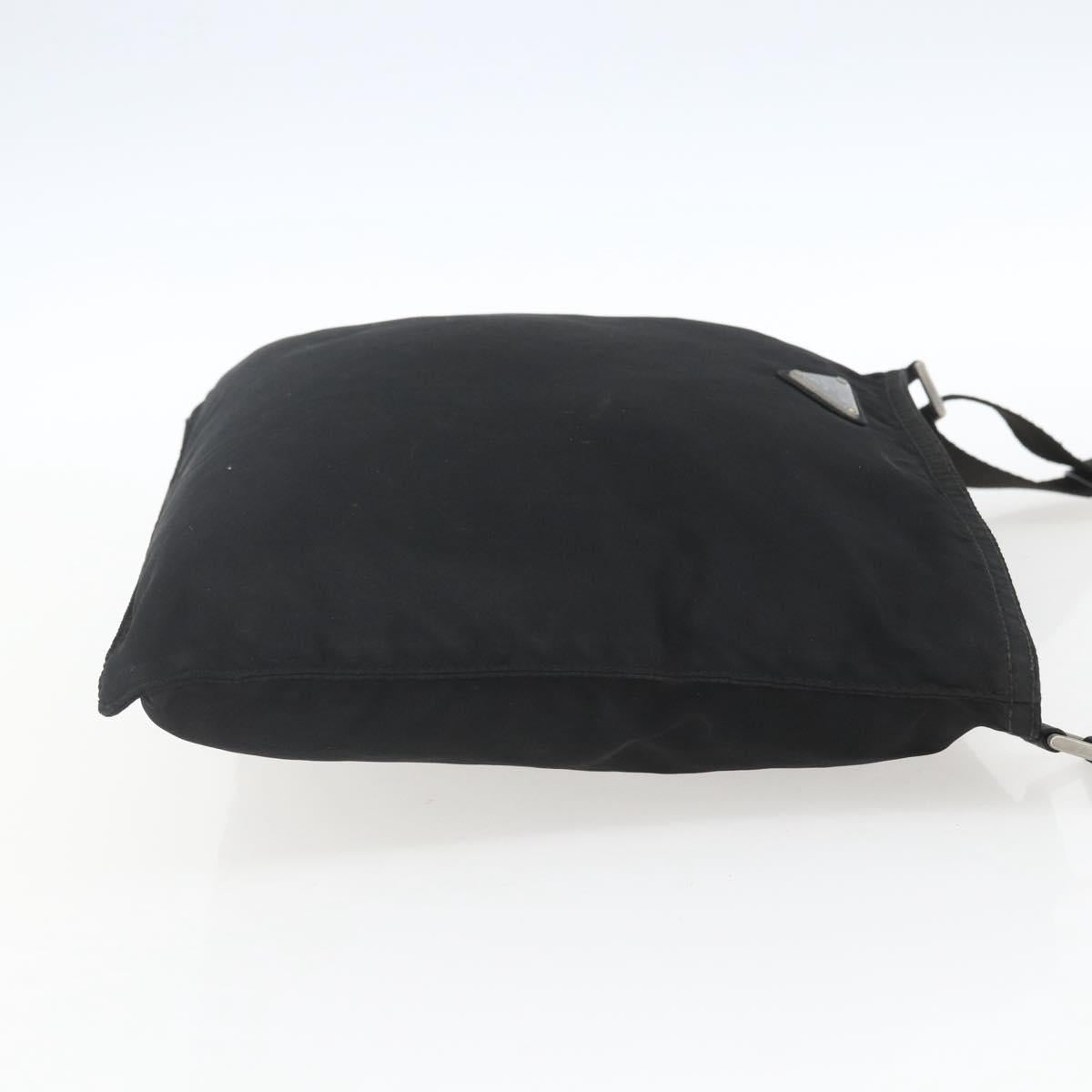 PRADA Shoulder Bag Nylon Black Silver Auth 167931