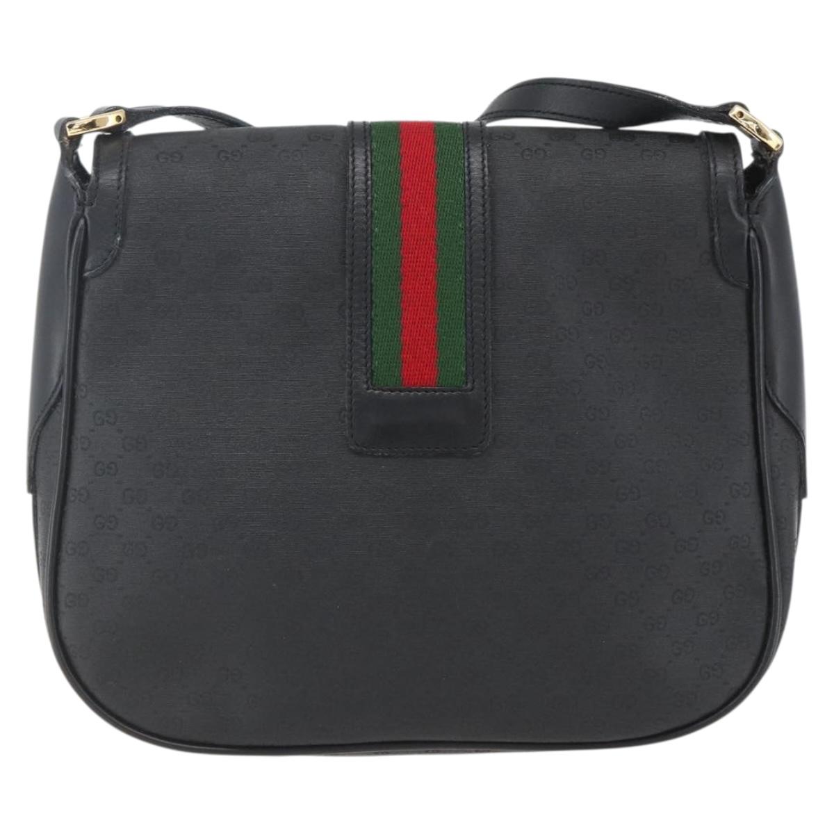GUCCI Micro GG Supreme Web Sherry Line Bag PVC Black 001 115 0914 Auth 167932