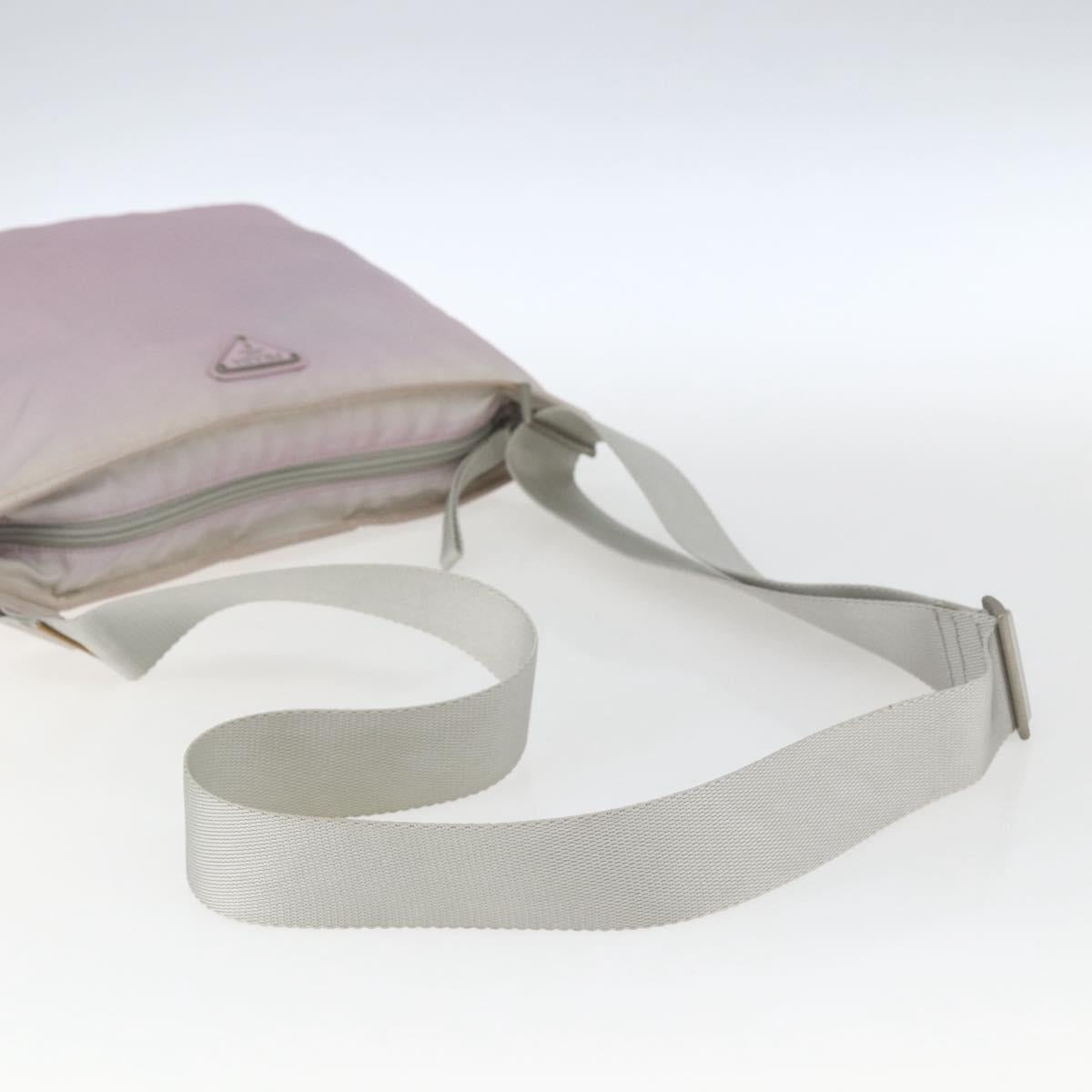 PRADA Shoulder Bag Nylon Pink Silver Auth 167937
