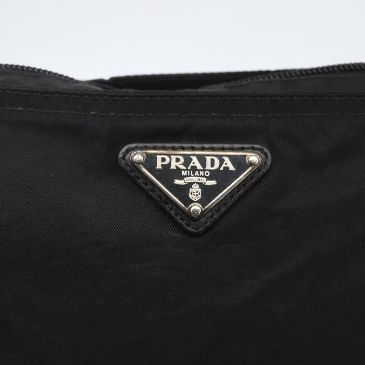 PRADA Shoulder Bag Nylon Black Silver Auth 167943