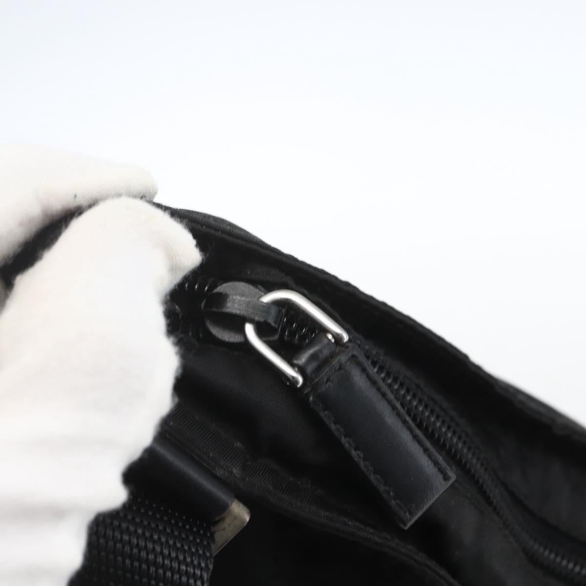 PRADA Shoulder Bag Nylon Black Silver Auth 167943