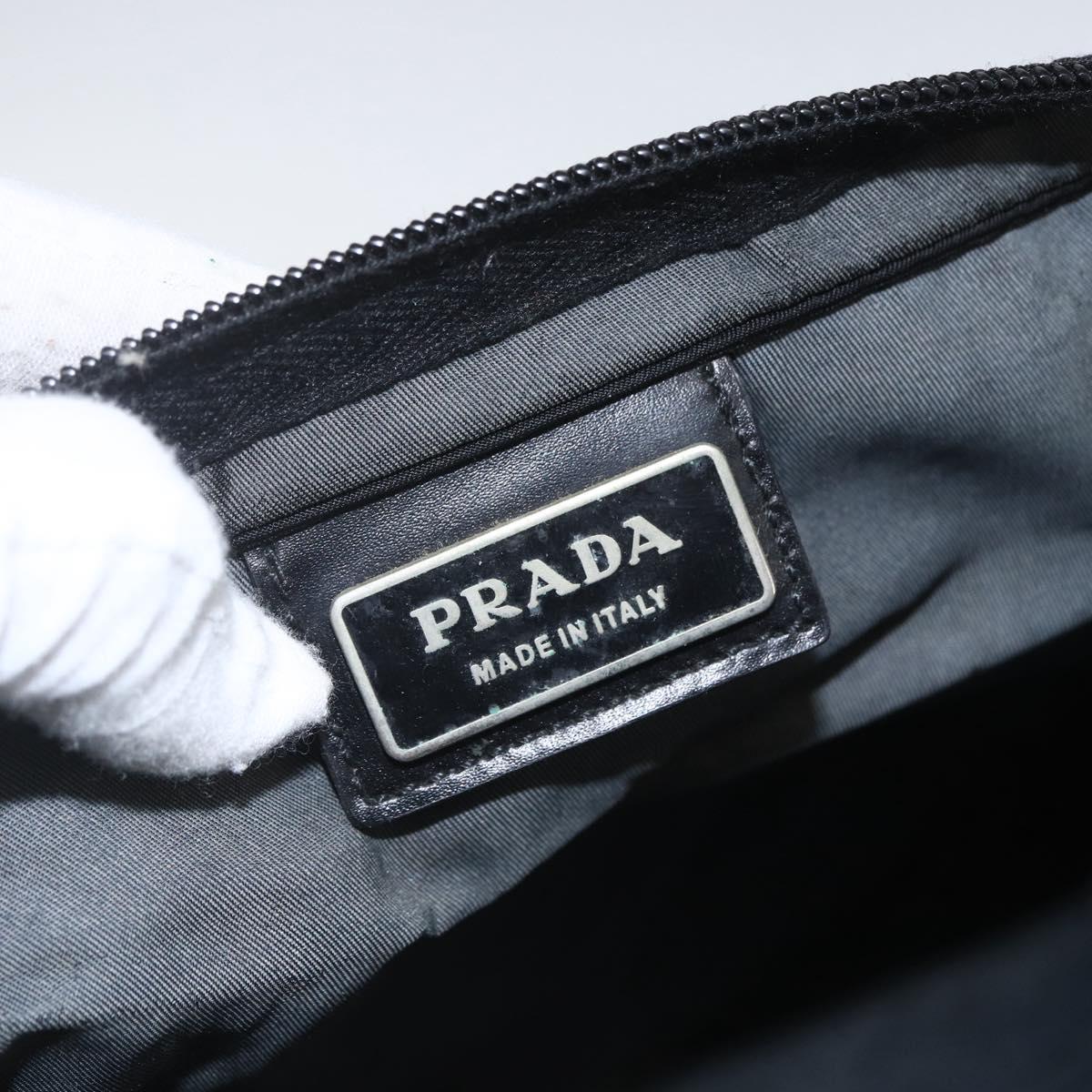 PRADA Shoulder Bag Nylon Black Silver Auth 167943
