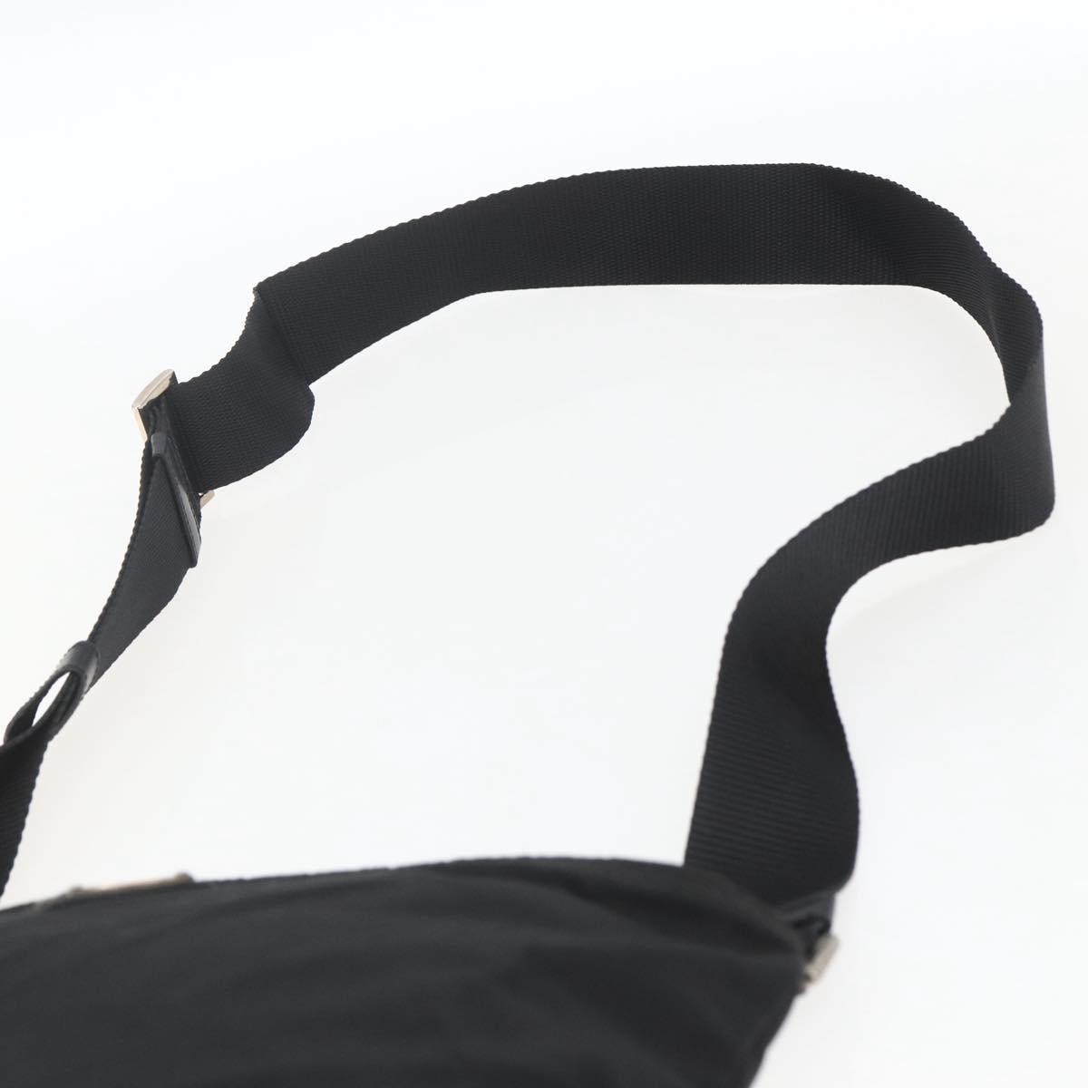 PRADA Shoulder Bag Nylon Black Silver Auth 167943