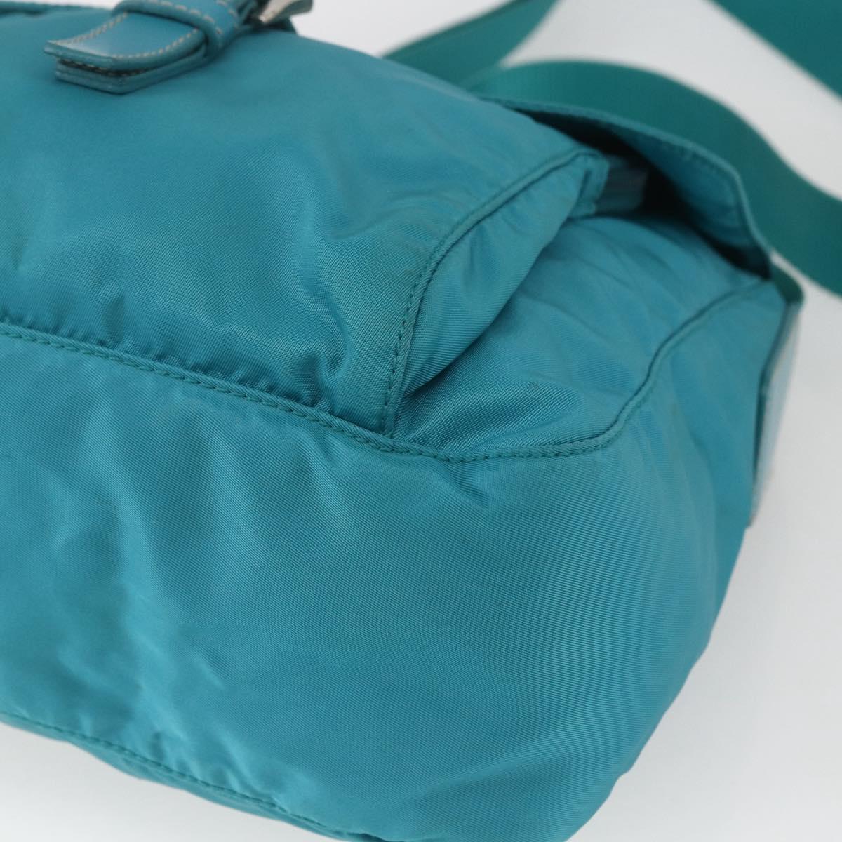 PRADA Shoulder Bag Nylon Light Blue Silver Auth 167944