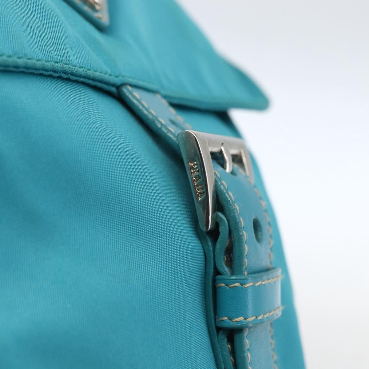 PRADA Shoulder Bag Nylon Light Blue Silver Auth 167944