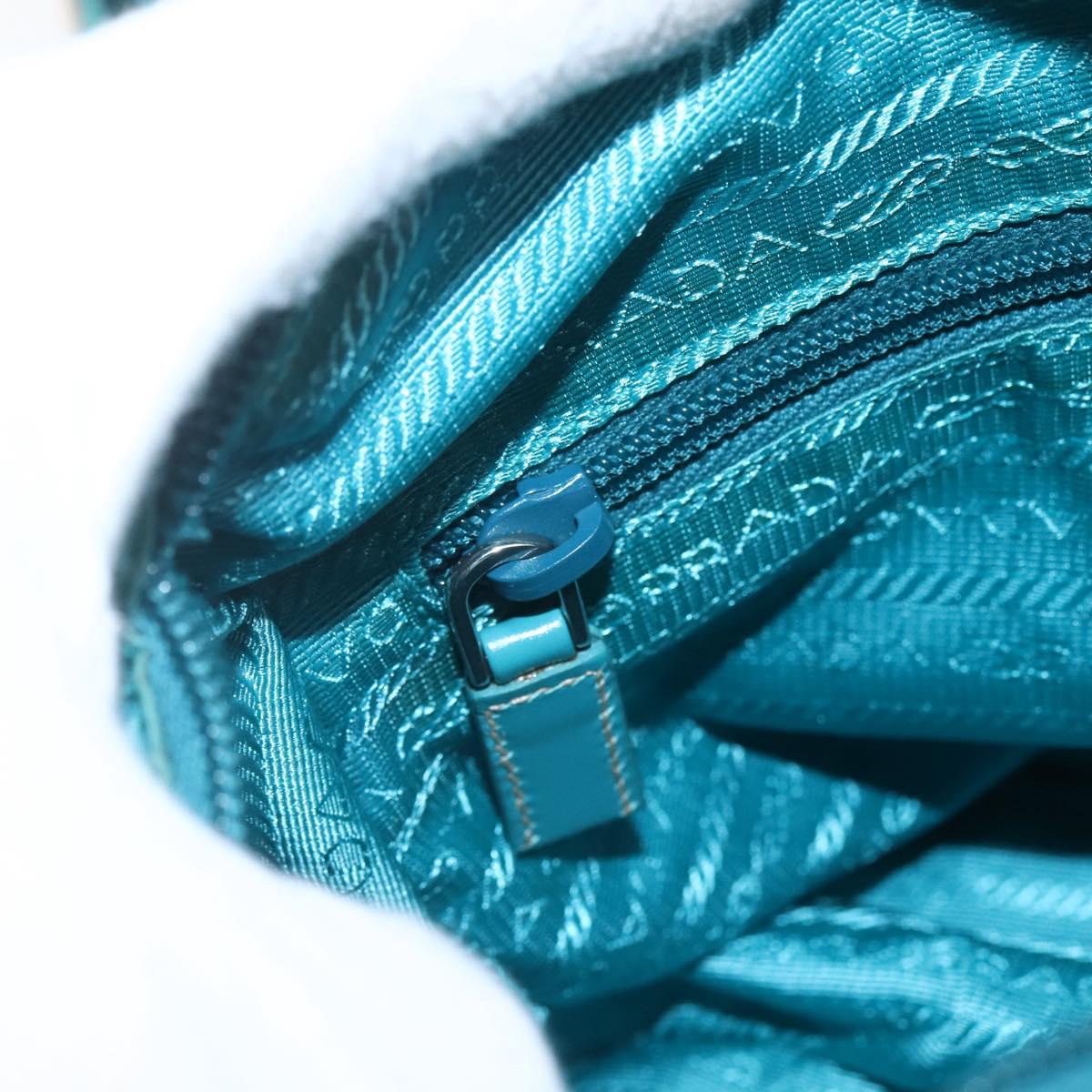 PRADA Shoulder Bag Nylon Light Blue Silver Auth 167944