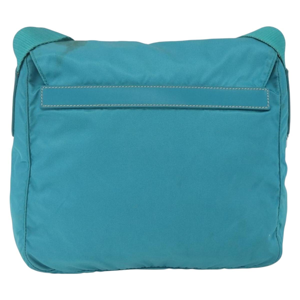 PRADA Shoulder Bag Nylon Light Blue Silver Auth 167944
