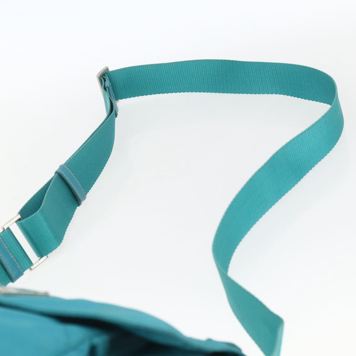 PRADA Shoulder Bag Nylon Light Blue Silver Auth 167944