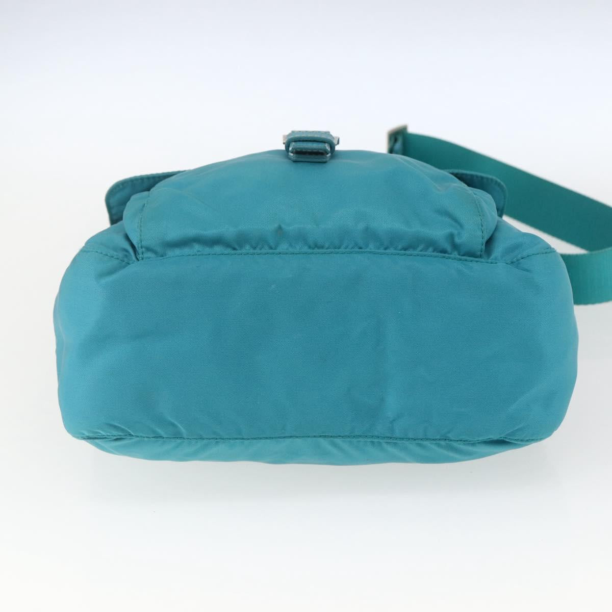 PRADA Shoulder Bag Nylon Light Blue Silver Auth 167944