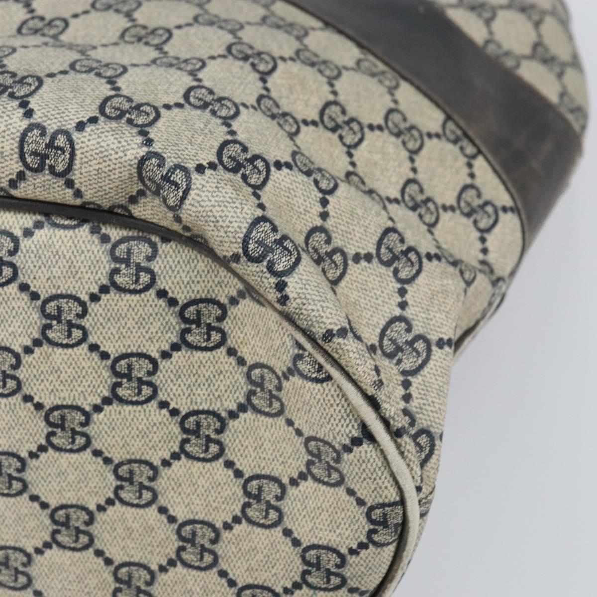 GUCCI GG Supreme Hand Bag PVC Navy Gold Auth 167955
