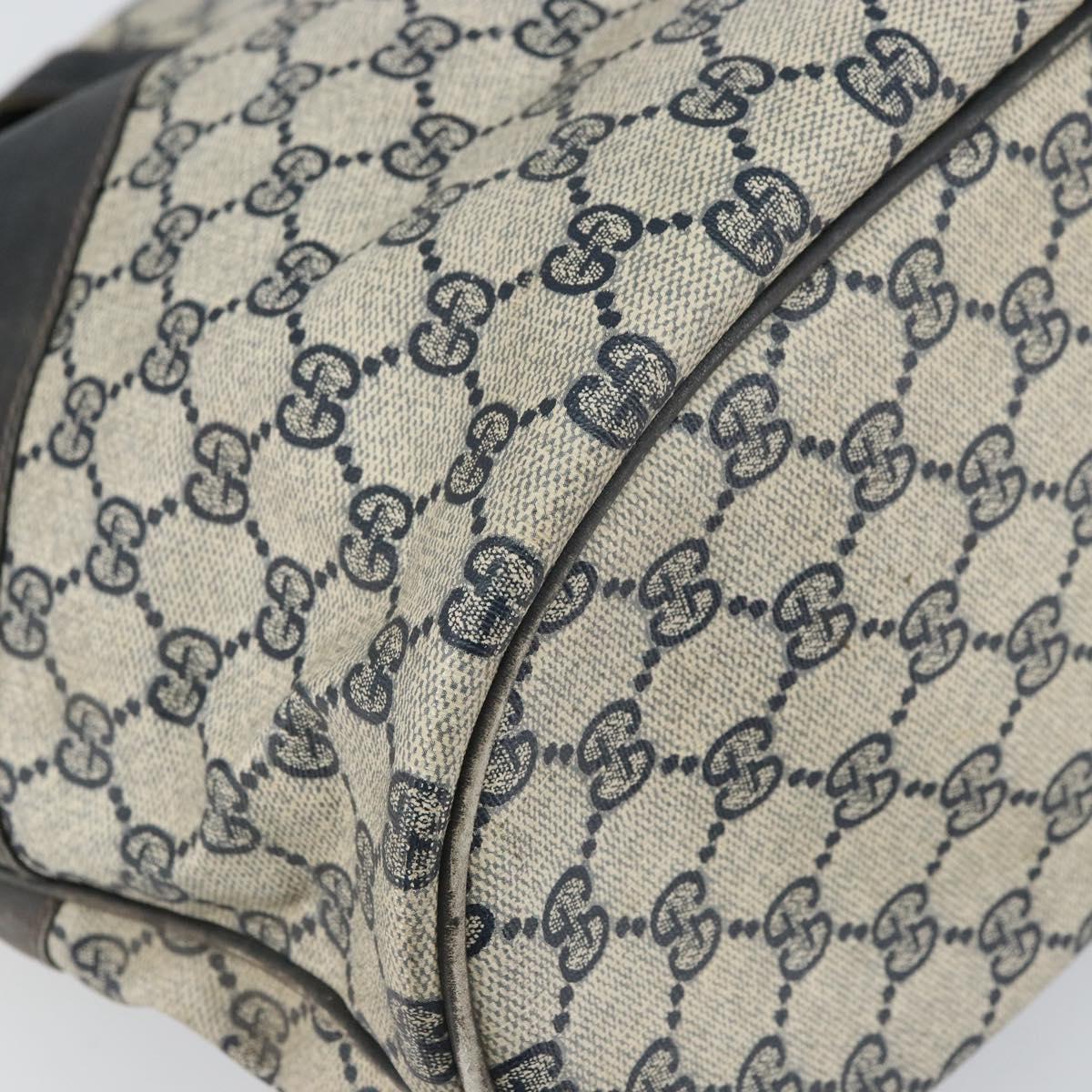 GUCCI GG Supreme Hand Bag PVC Navy Gold Auth 167955