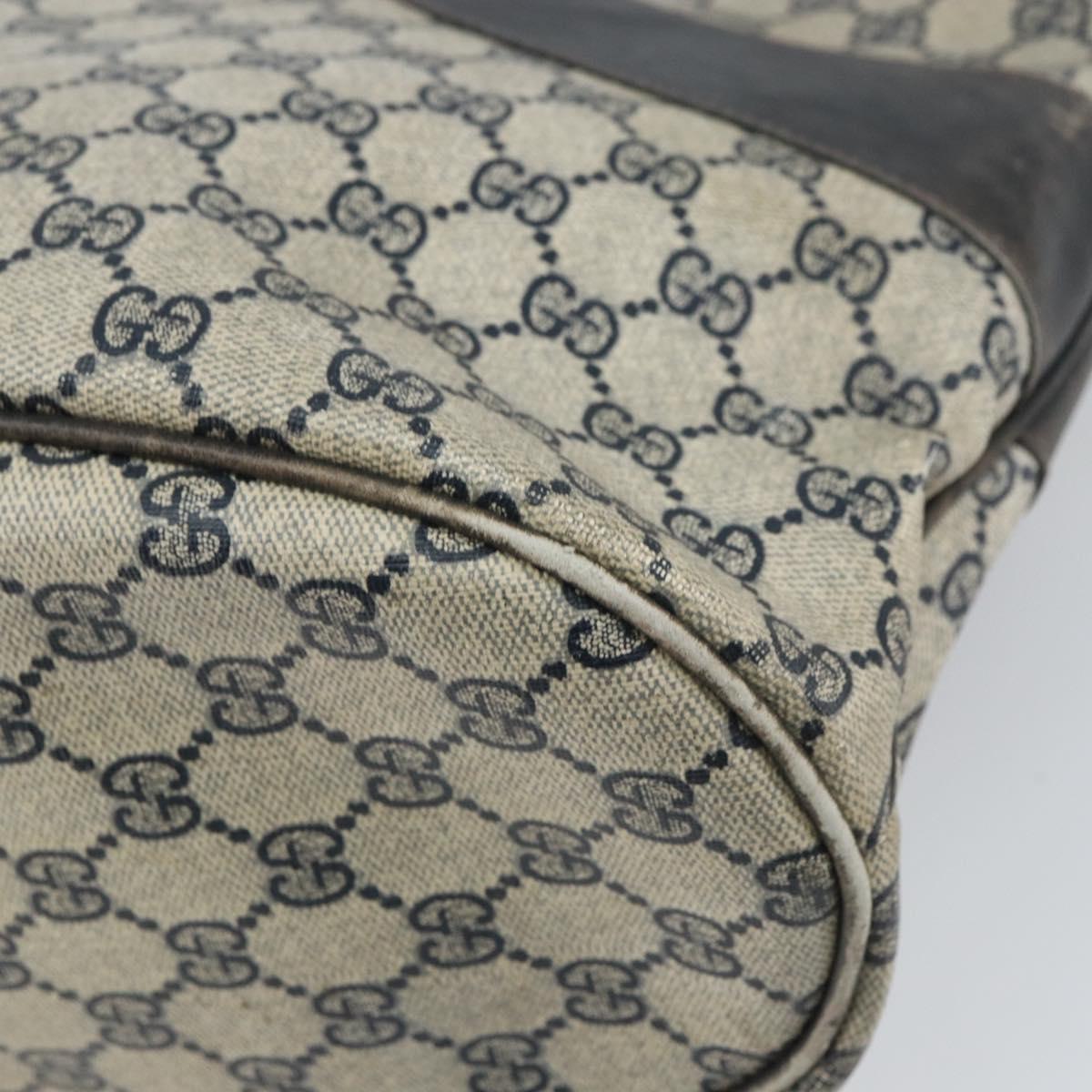 GUCCI GG Supreme Hand Bag PVC Navy Gold Auth 167955