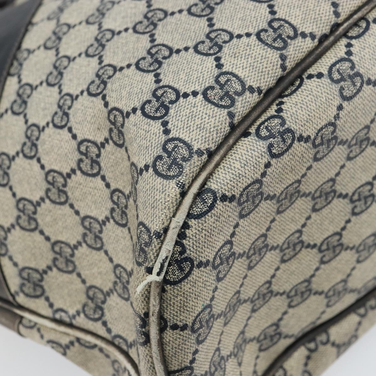 GUCCI GG Supreme Hand Bag PVC Navy Gold Auth 167955