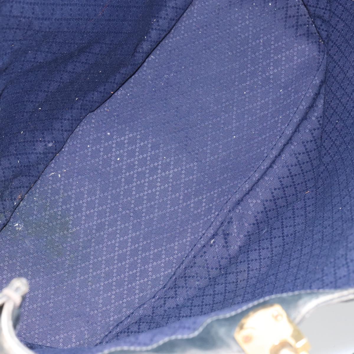 GUCCI GG Supreme Hand Bag PVC Navy Gold Auth 167955