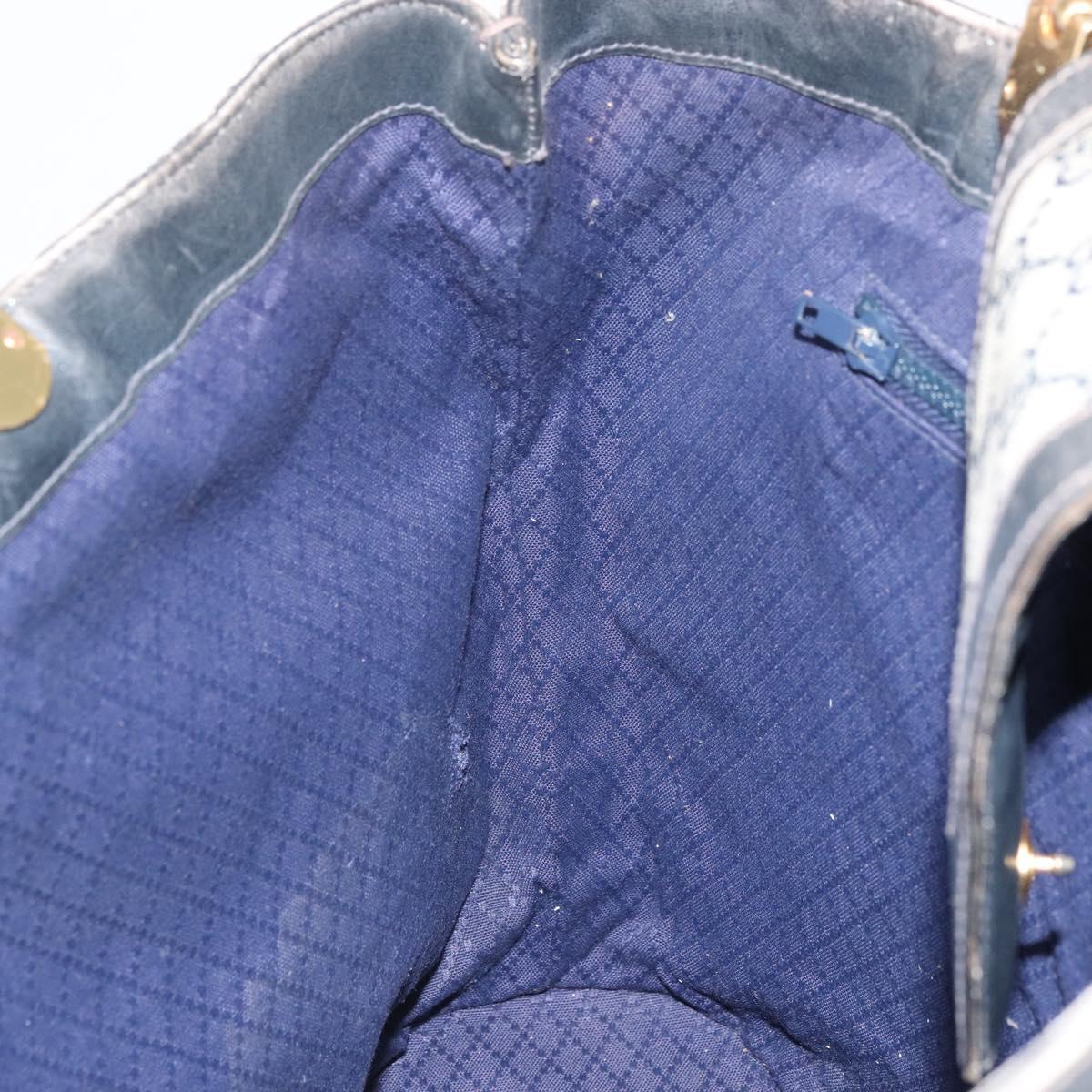 GUCCI GG Supreme Hand Bag PVC Navy Gold Auth 167955