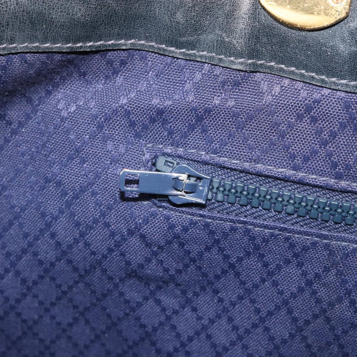 GUCCI GG Supreme Hand Bag PVC Navy Gold Auth 167955