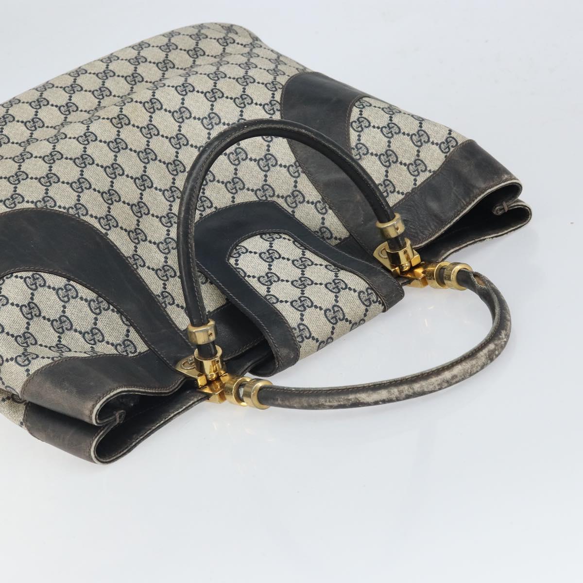 GUCCI GG Supreme Hand Bag PVC Navy Gold Auth 167955