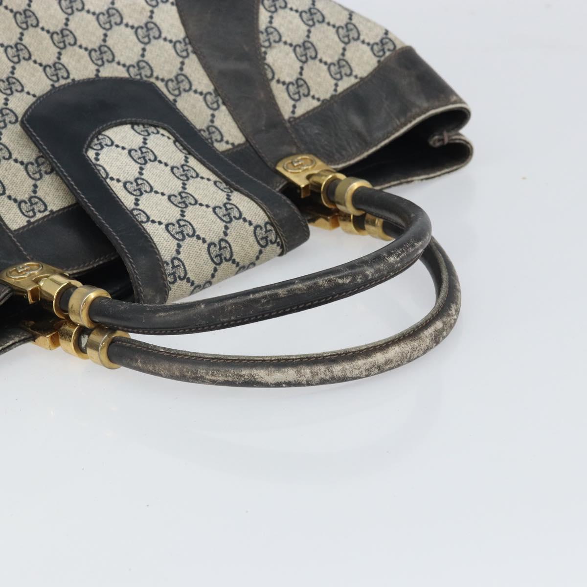 GUCCI GG Supreme Hand Bag PVC Navy Gold Auth 167955