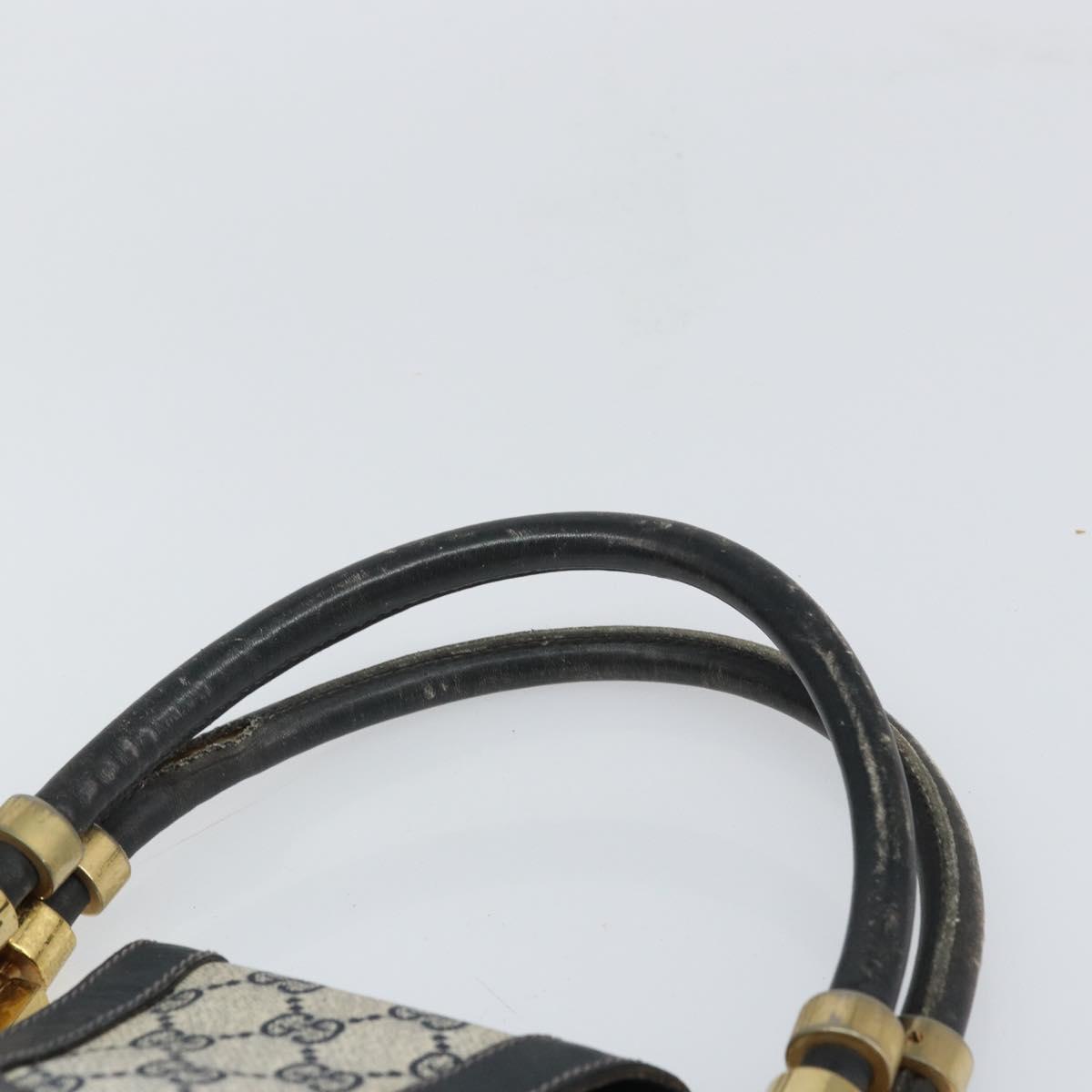 GUCCI GG Supreme Hand Bag PVC Navy Gold Auth 167955