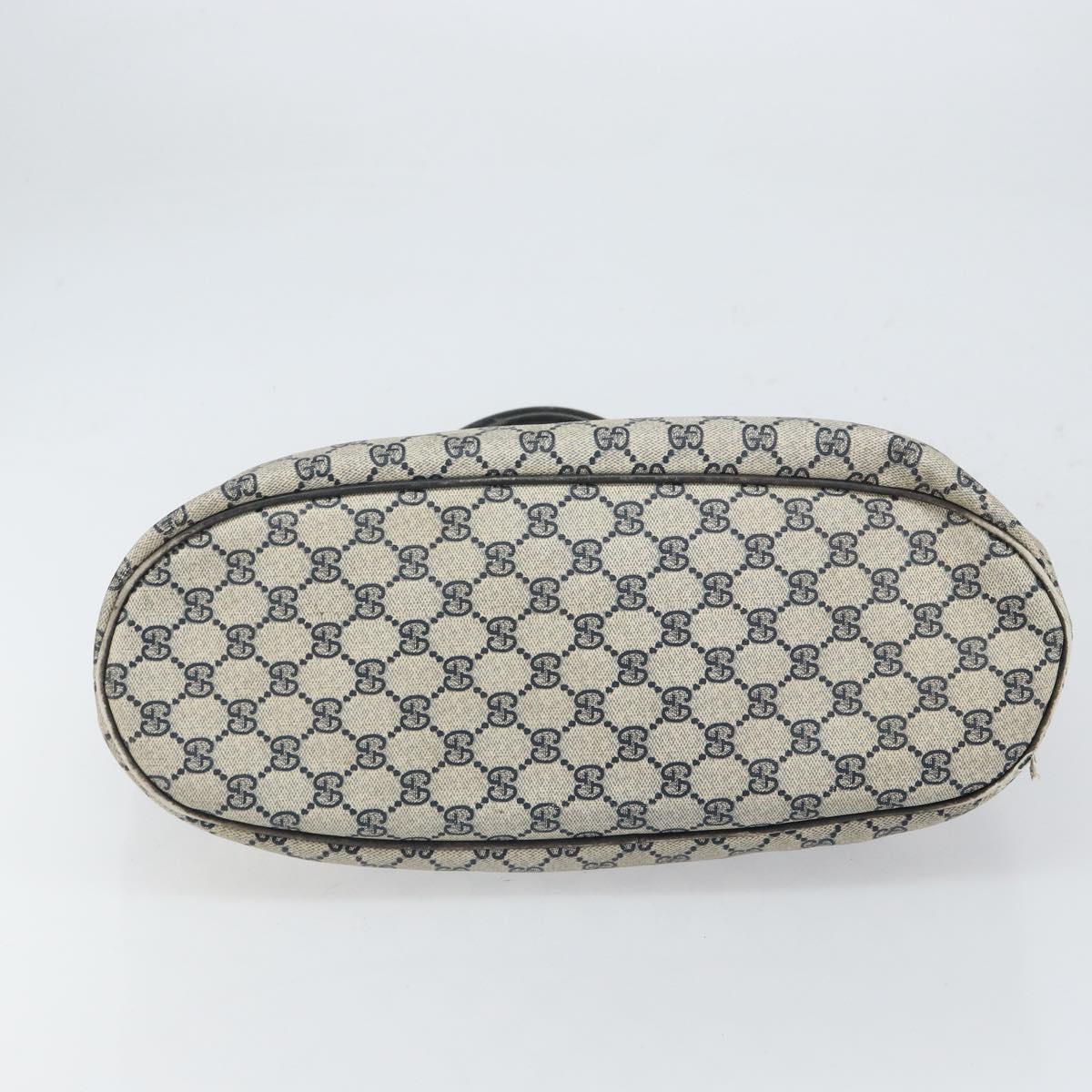 GUCCI GG Supreme Hand Bag PVC Navy Gold Auth 167955